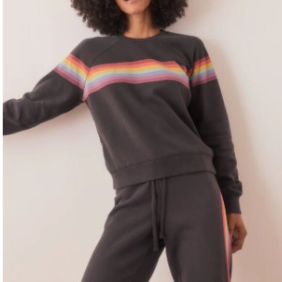 Marine Layer Black Rainbow Stripe Anytime Sweatpant - M - Picture 2 of 10